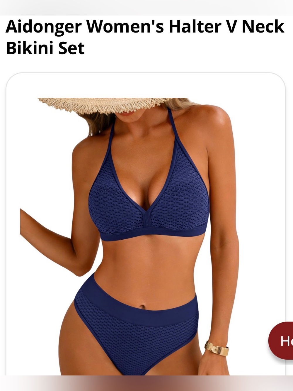 Women's Navy Halter V-Neck Bikini Set